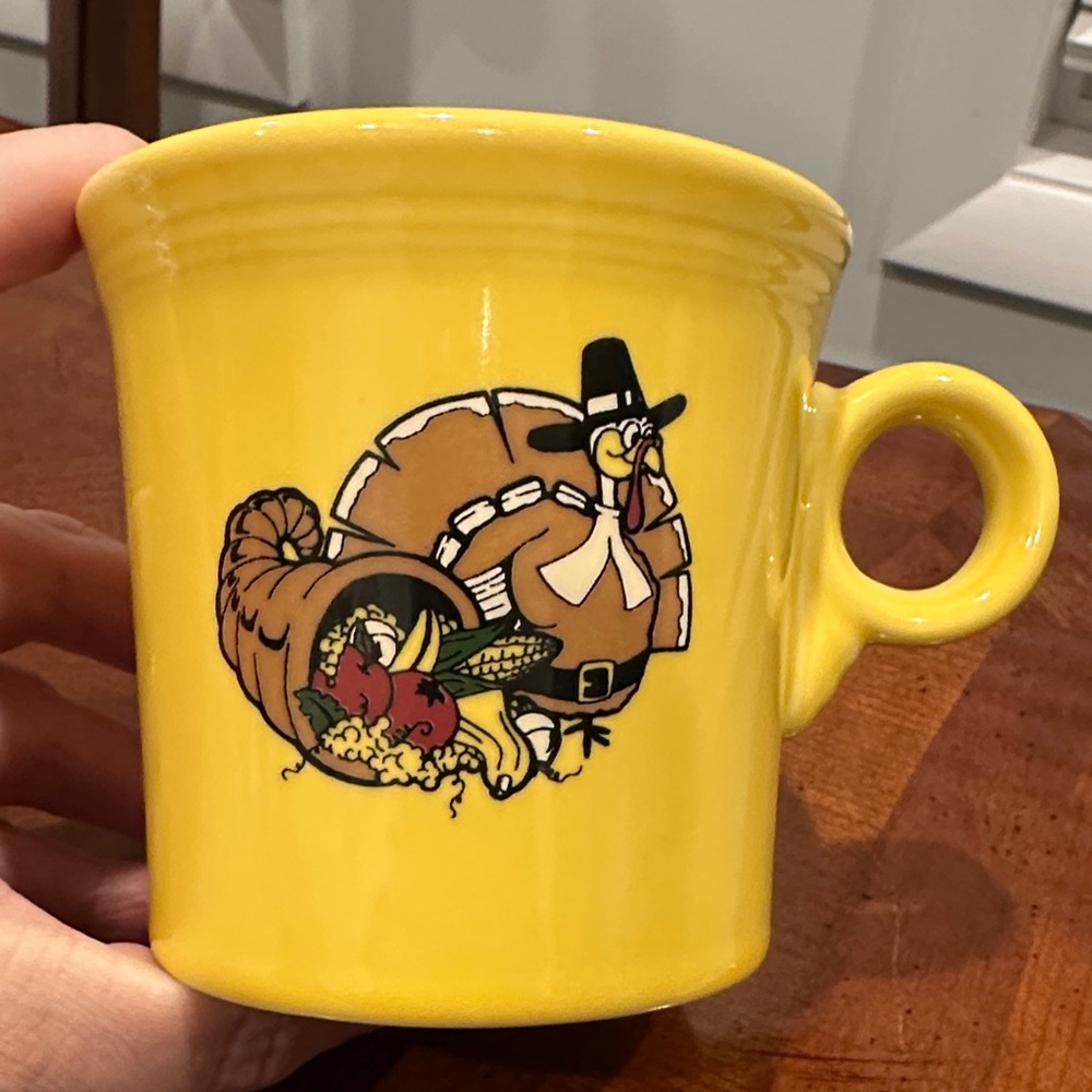 Fiesta Yellow Mug with Thanksgiving Design